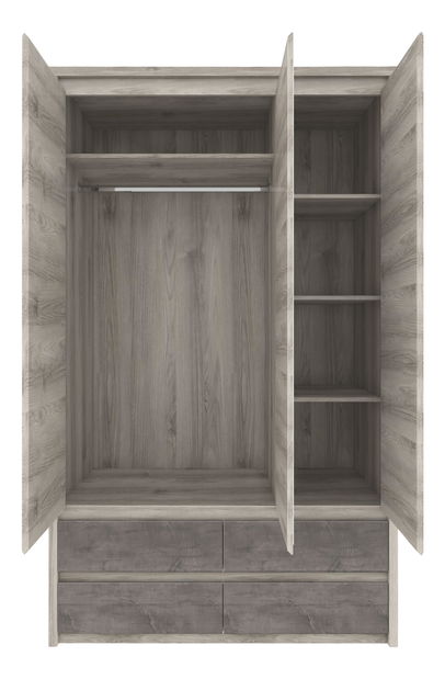 Šatní skříň Japon 2 (kaštan nairobi + onyx) (se zrcadlem)