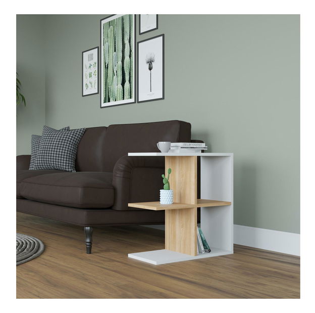 Příruční stolek Kipedu (bílá + dub)