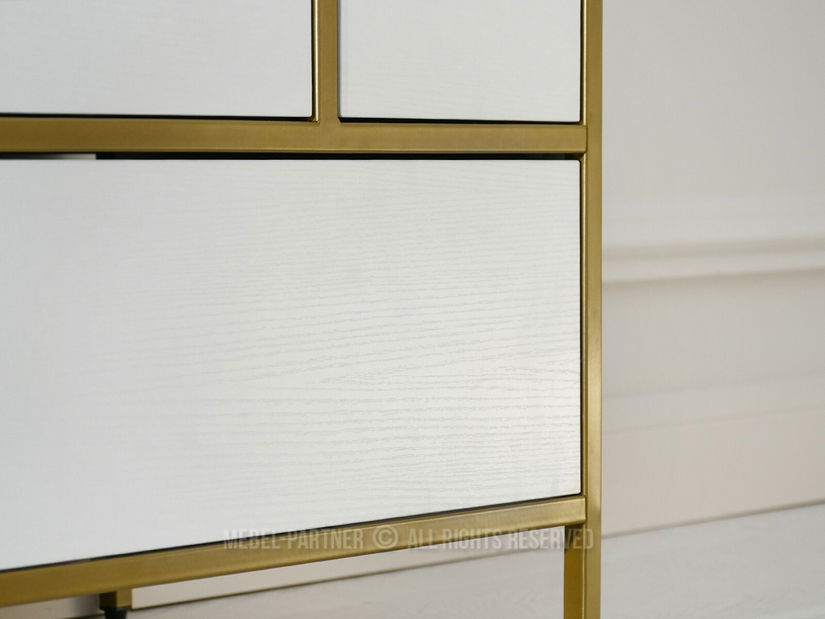 Komoda Soren Kom (bílé dřevo + zlatá)