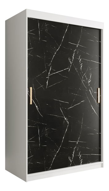 Šatní skříň 120 cm Marbelo T (matná bílá + černý mramor)