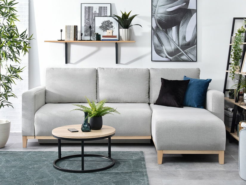 Rohová sedačka Salida (šedá + dub)