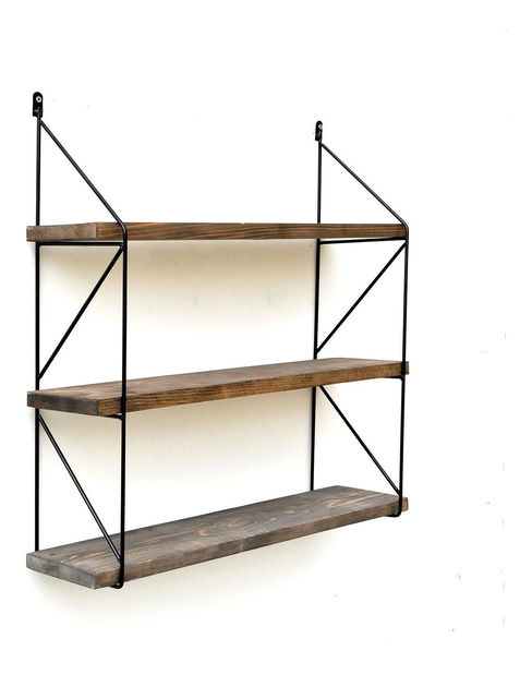 Dekorativní nástěnná police Duvelo 17 (ořech + černá)