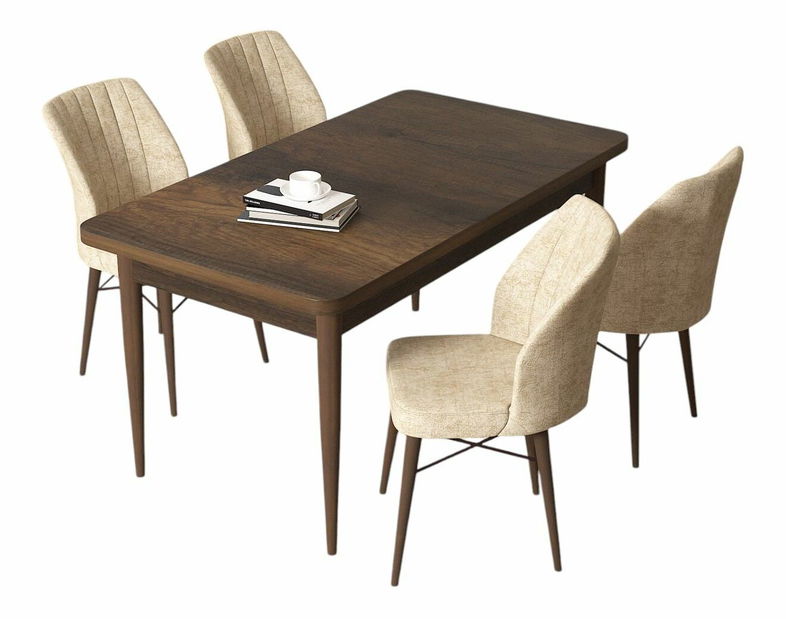 Jídelní set Arpo (mramor černý + vínová) (pro 4 osoby)