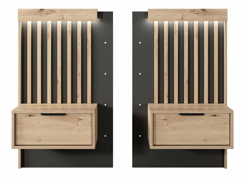 Set 2 ks. nočních stolků Tallin D (dub artisan + antracit)