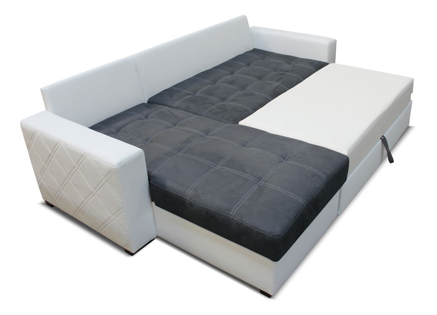 Rohová sedací souprava Faro L+2F (tyrkysová + bílá) (L)