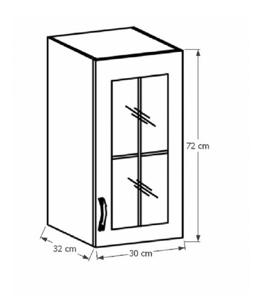 Horní kuchyňská skříňka se sklem G30S Provense (bílá + sosna andersen) (P)