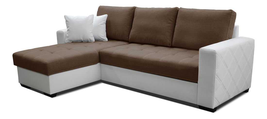 Rohová sedací souprava Faro L+2F (hnědá + bílá) (L)
