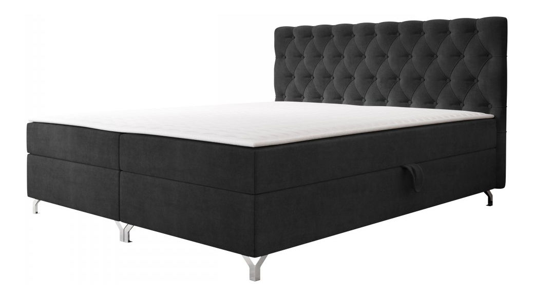 Manželská postel 140 cm Jenaks 2 (černá) (s roštem a matrací) (s úl. prostorem)