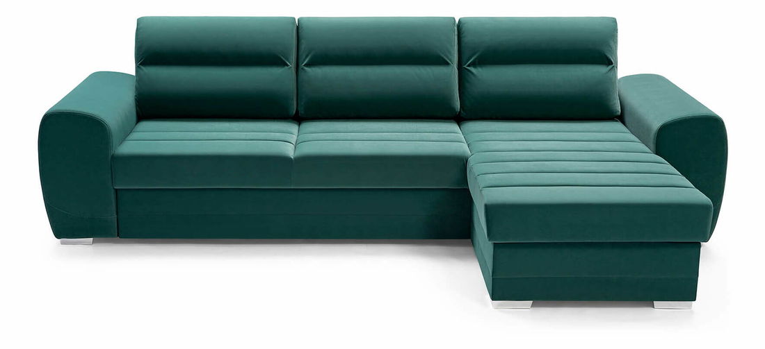 Rohová sedací souprava Kiara (tmavě zelená) (L)