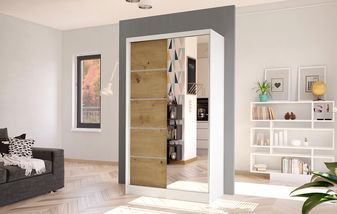 Šatní skříň Delana III (bílá + dub artisan)