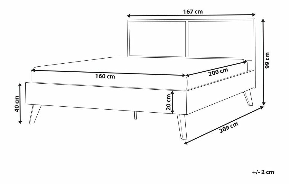 Manželská postel 160 cm Monza (černá)