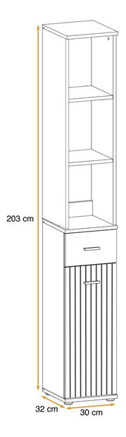 Policová skříň Mablo (antracit + dub artisan + černá)