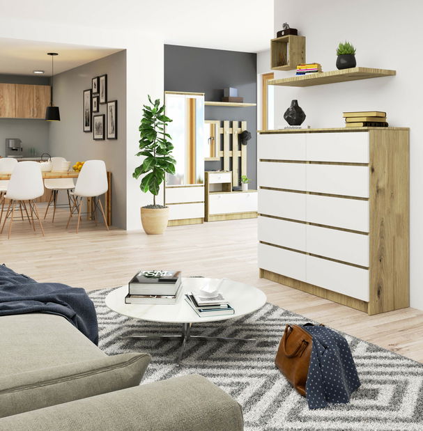 Komoda Kraft 10SZ (dub artisan + bílá)
