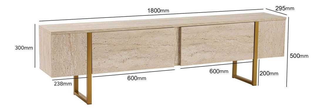 TV skříňka Seronitta (travertin + zlatá)