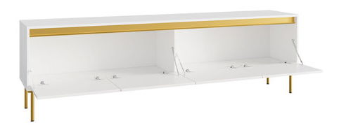 TV skříňka Gelean 4D (bílá + zlatá)