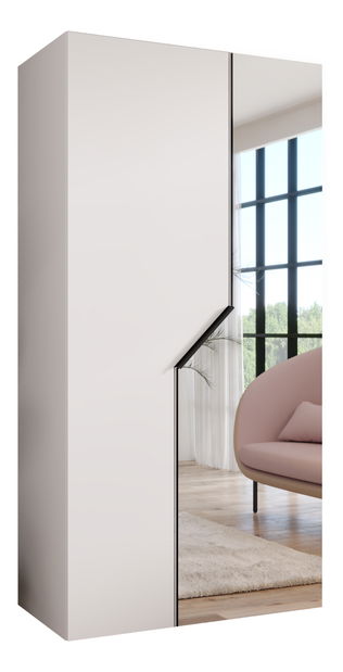 Šatní skříň Alaris 2 100 (bílá + černá) (se zrcadlem)