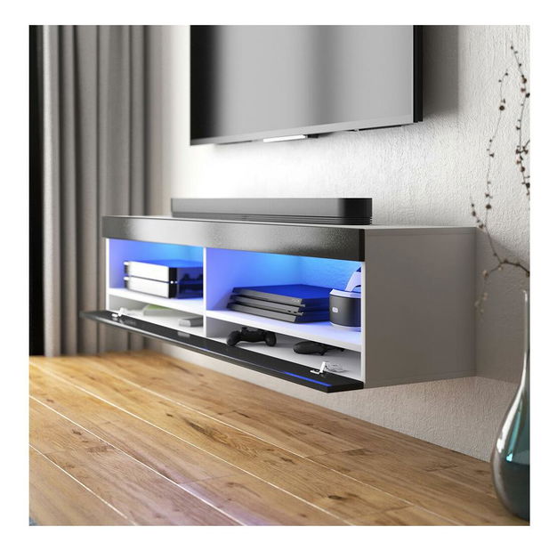 TV skříňka/stolek Violett 100 (s osvětlením) (bílá + černá)