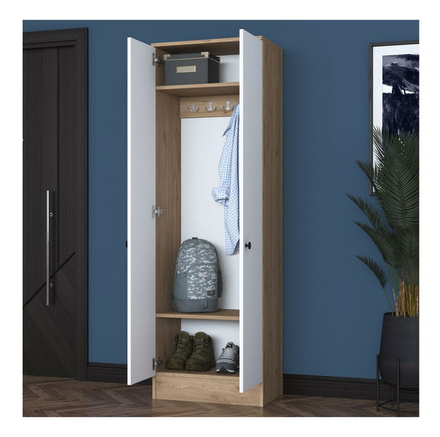 Šatní skříň Bivake 1 (bílá + ořech)