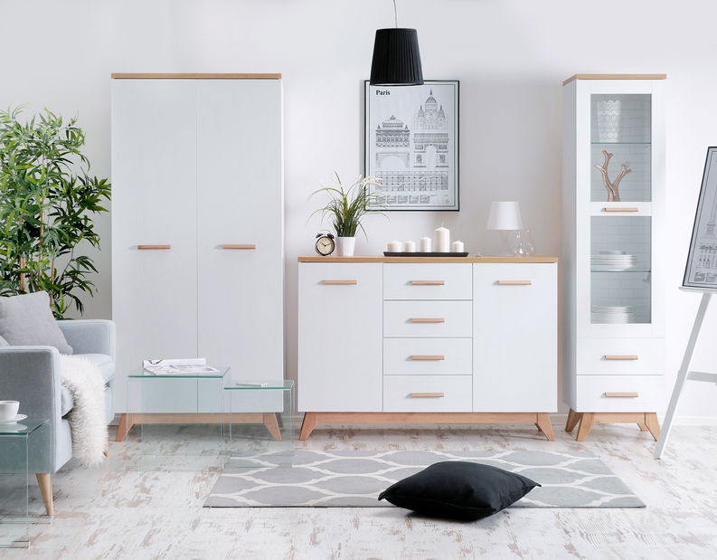 Šatní skříň Balones BG01 (bílá + dub)