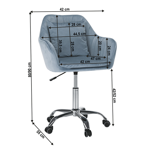 Kancelářské křeslo Siegen (modrá + chrom)