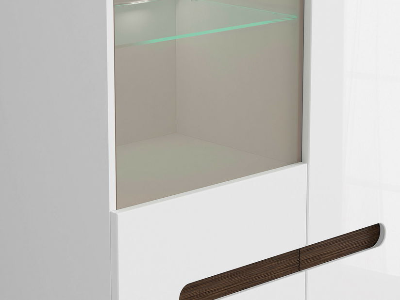 Vitrína BRW Azteca Trio REG1W1D/19/9 (bílá + lesk bílý)