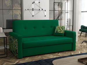 Rozkládací pohovka Carivia Mel III (tmavě zelená + vzor jungle) (s úl. prostorem)