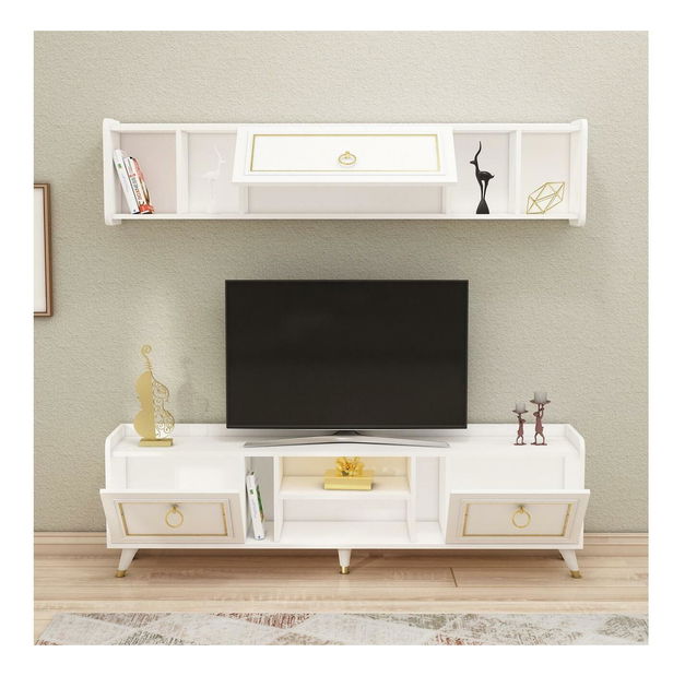 Obývací stěna Naleta 2 (bílá + zlatá)