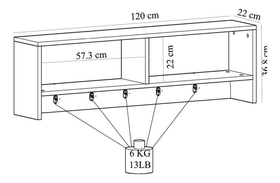 Věšákový panel Vabite 3 (antracit + bílá)