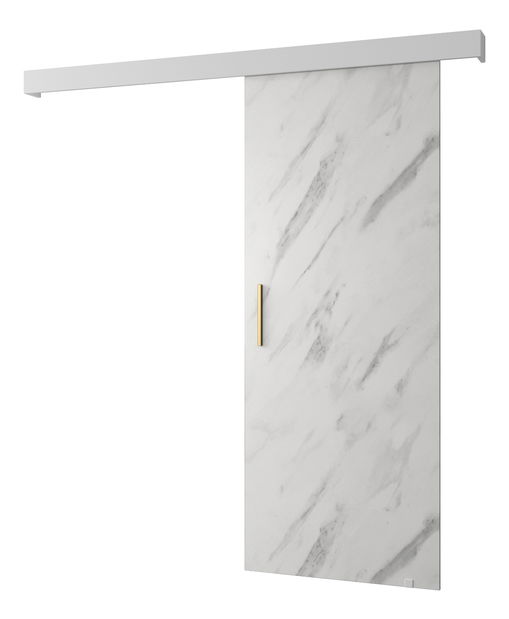 Posuvné dveře 90 cm Sharlene I (mramor bílý + bílá matná + zlatá)