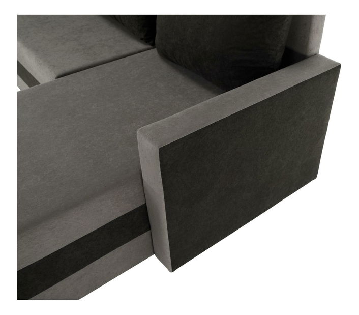 Rohová sedačka ve tvaru U Paulati (šedá + černá) (rozkládací s úl. prostorem)