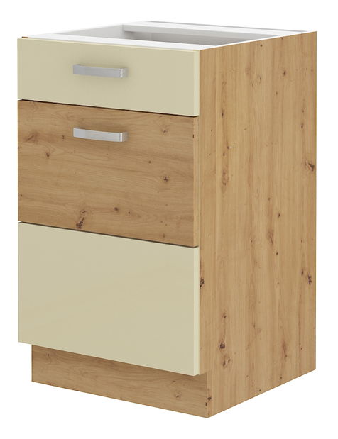 Dolní kuchyňská skříňka Arryn 50 D 1F 1S (dub artisan + lesk krémový)