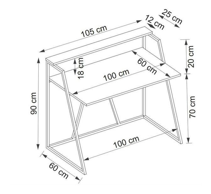 Psací stůl Nidupe 4 (dub safírový + bílá)