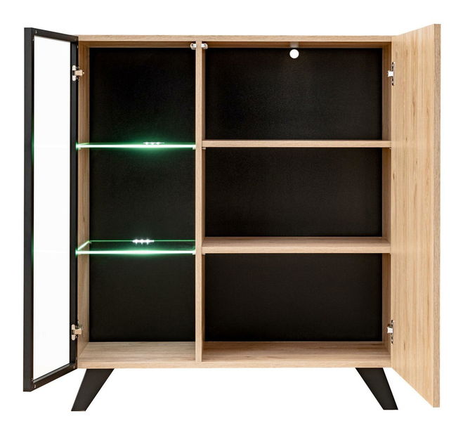 Vitrína Lyran WSN (hikora jackson + černá) (s LED osvětlením)