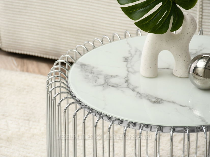 Konferenční stolek Nils M (bílý mramor + chromová)