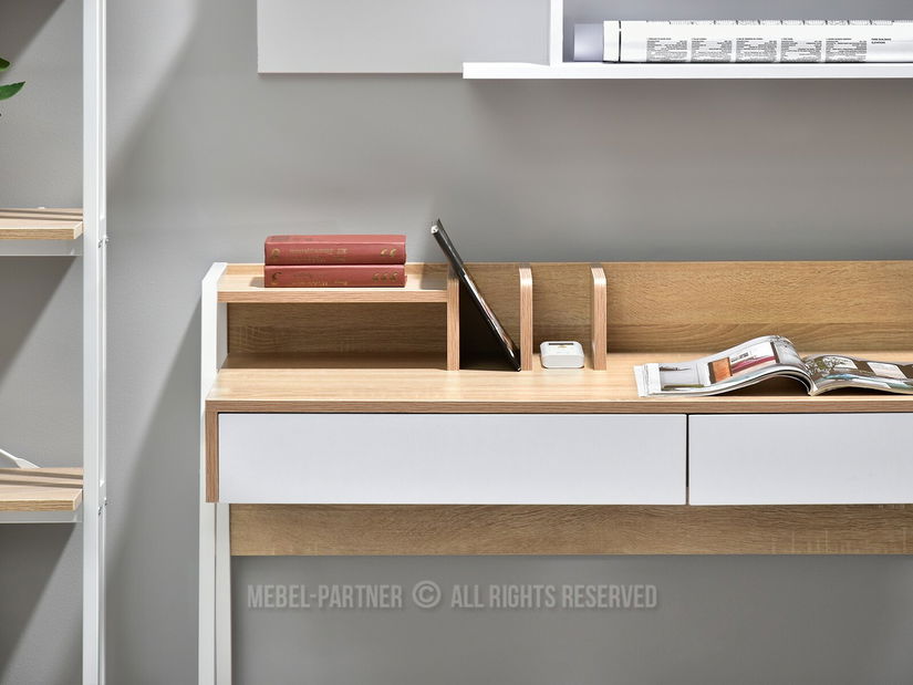 PC stolek Richiel (dub + bílá)