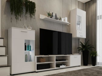 Obývací stěna s LED Frantal (bílá) 