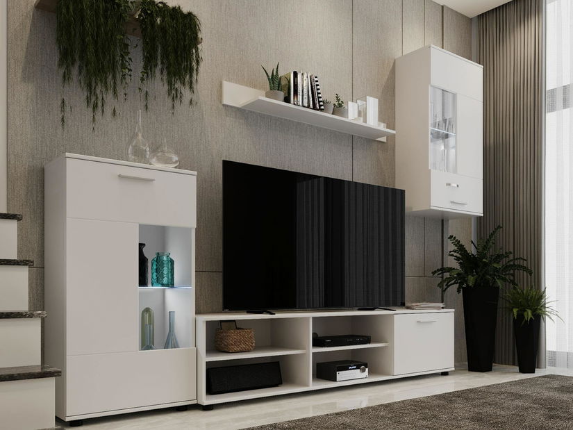 Obývací stěna s LED Frantal (bílá) 