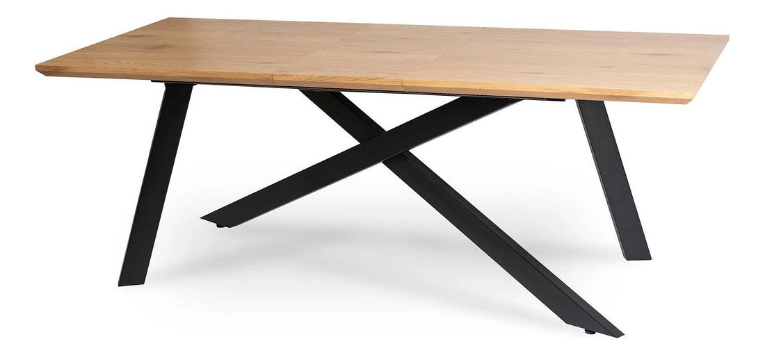 Rozkládací jídelní stůl Hinchandose (dub zlatý + černá) (pro 6-10 osob)