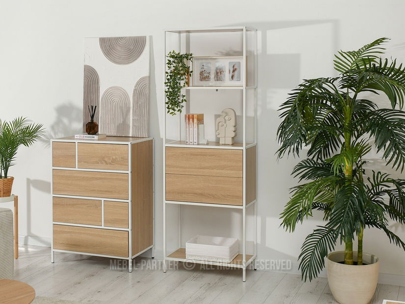 Regál Soren Reg (sonoma + bílá)