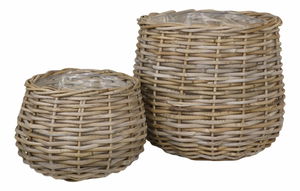 Set 2 ks proutěných květináčů Pvadina (hnědá)