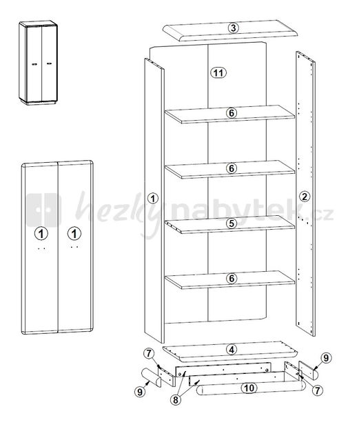 Policová skříň BRW Tauri REG2D/19/8