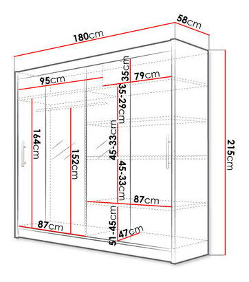 Skříň s posuvnými dveřmi Lena II (černá) (bez osvětlení) *bazar