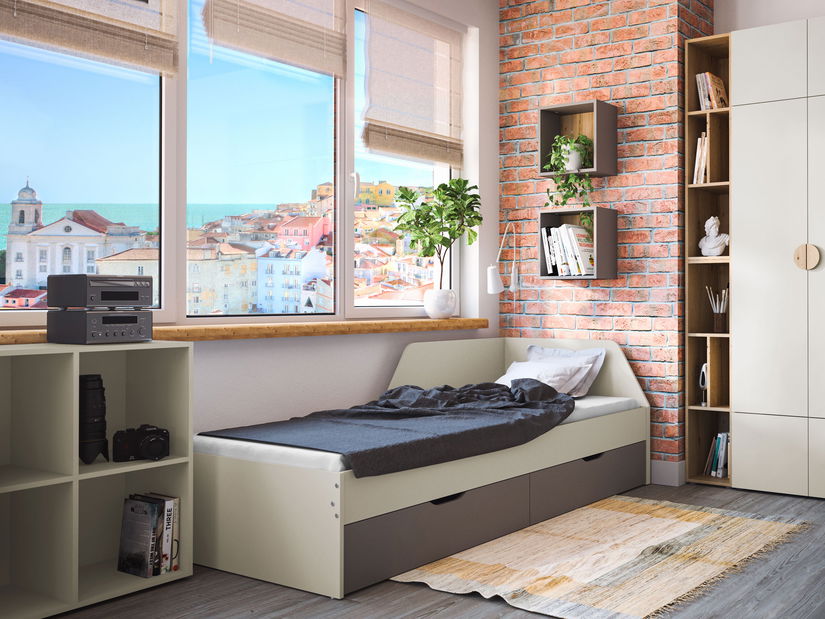 Jednolůžková postel Medoro ME9 (kašmír) (bez matrace)