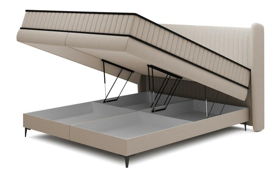 Manželská kontinentální postel cm Dalmo (s roštem) (s úl. prostorem) (béžová střední + černá)