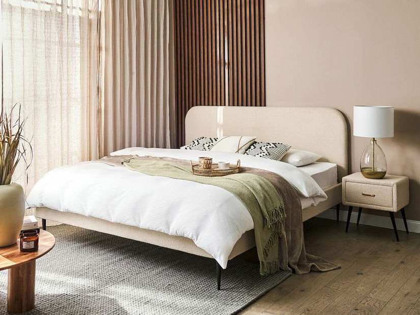 Manželská postel 180 cm Faris (béžové buklé) (s roštem)