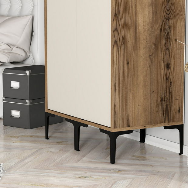 Šatní skříň Kiara SS (ořech + krémová)