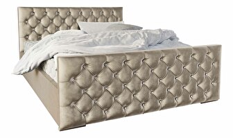 Manželská postel 140 cm Quintin (béžová) (s roštem a úložným prostorem)