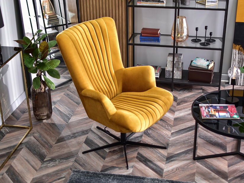 Relaxační křeslo Elesenta (medová + černá)