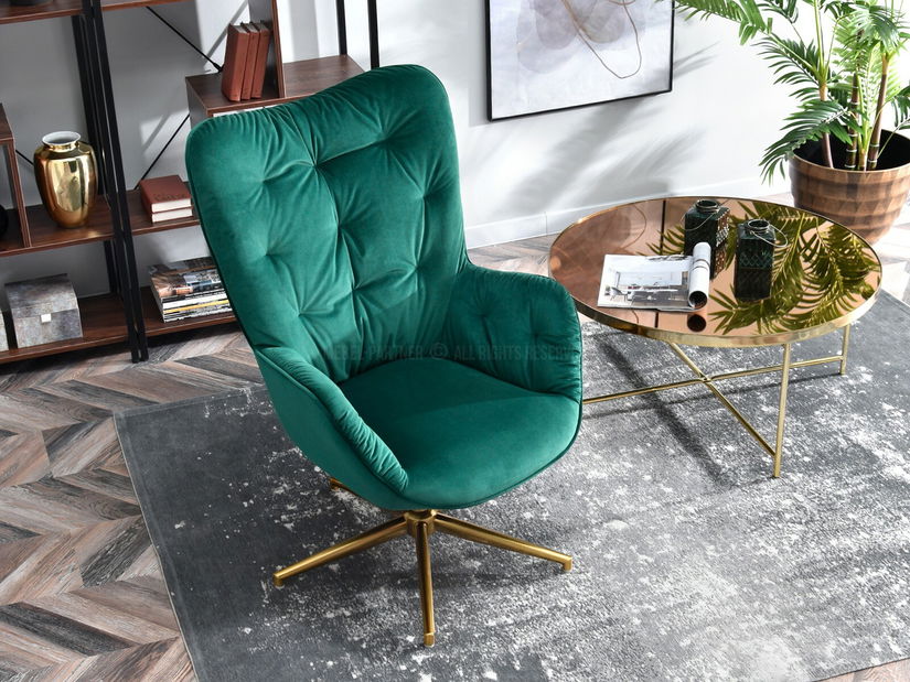 Křeslo Meryl (zelená + zlato)