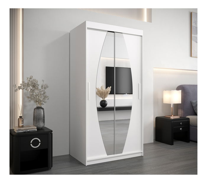 Šatní skříň 100 cm Eclipse (bílá matná + bílá matná)